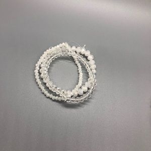 Clear and white iridescent stretch bracelets